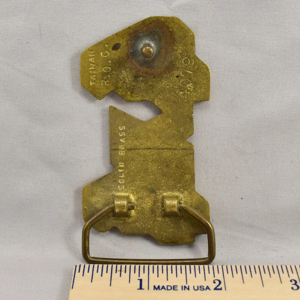 Belt Buckle 4X4 Four By Four Solid Brass Four Wheel Drive Made In Taiwan‎ R.O.C.